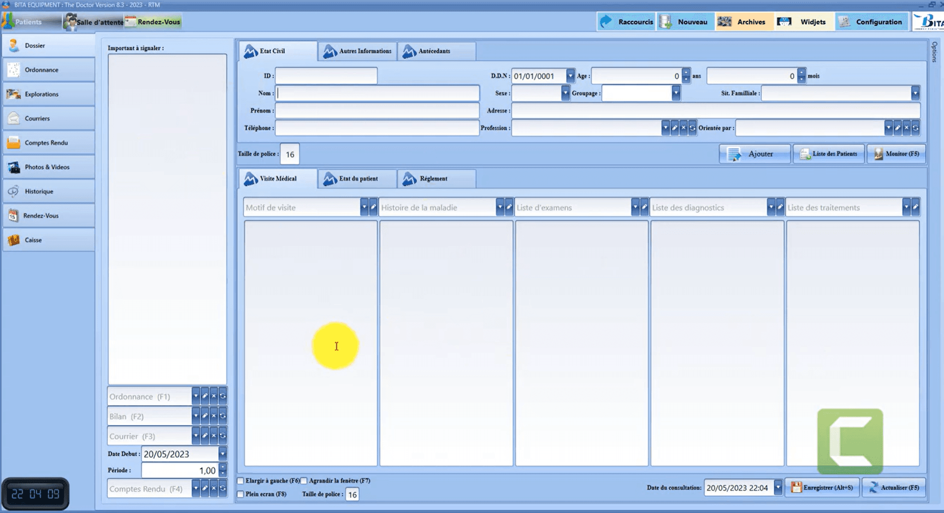 Interface Dashboard THE-DOCTOR